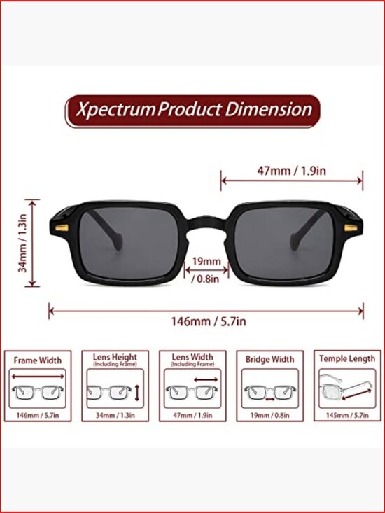 Small Rectangle Retro Sunglasses for Men Women Trendy Vintage Square Sun main image 5